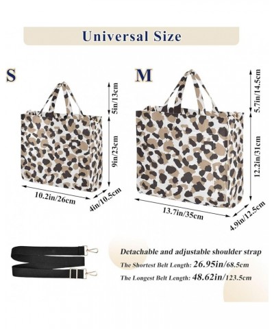 Brown Black Leopard Tote Bag for Women Crossbody Bags Corduroy Shoulder Bag Tote Handbag for Office Trip Gifts Multi $9.46 Totes