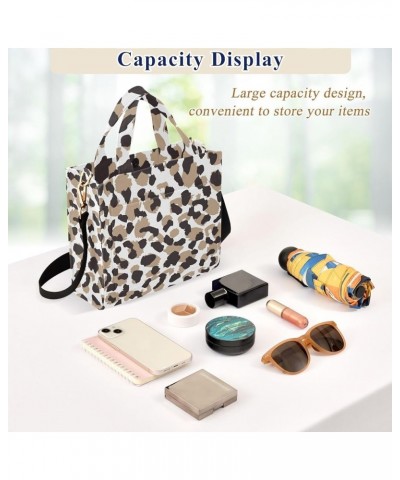 Brown Black Leopard Tote Bag for Women Crossbody Bags Corduroy Shoulder Bag Tote Handbag for Office Trip Gifts Multi $9.46 Totes