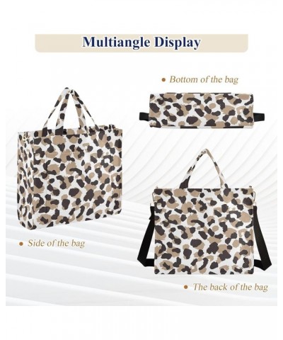 Brown Black Leopard Tote Bag for Women Crossbody Bags Corduroy Shoulder Bag Tote Handbag for Office Trip Gifts Multi $9.46 Totes