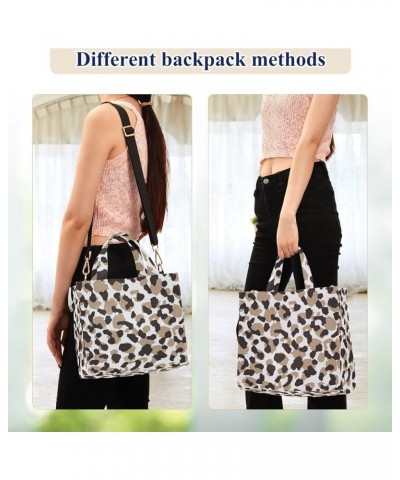 Brown Black Leopard Tote Bag for Women Crossbody Bags Corduroy Shoulder Bag Tote Handbag for Office Trip Gifts Multi $9.46 Totes