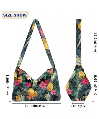 Fruit Women Boho Handbag Summer Jungle Pineapple Hibiscus Underarm Bag Tote Bag Shoulder Bag Crossbody Bag Fluffy Cell Phone ...