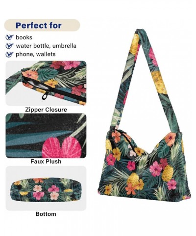 Fruit Women Boho Handbag Summer Jungle Pineapple Hibiscus Underarm Bag Tote Bag Shoulder Bag Crossbody Bag Fluffy Cell Phone ...