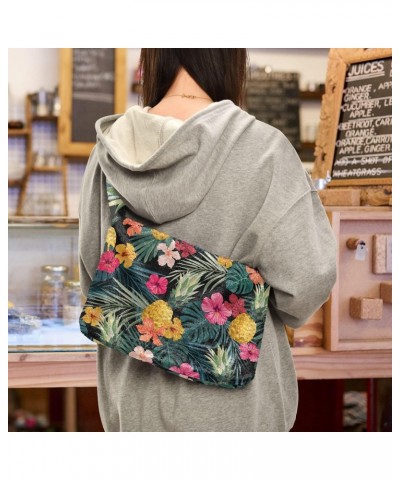 Fruit Women Boho Handbag Summer Jungle Pineapple Hibiscus Underarm Bag Tote Bag Shoulder Bag Crossbody Bag Fluffy Cell Phone ...