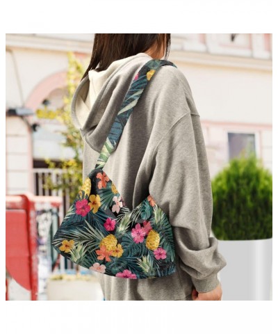 Fruit Women Boho Handbag Summer Jungle Pineapple Hibiscus Underarm Bag Tote Bag Shoulder Bag Crossbody Bag Fluffy Cell Phone ...