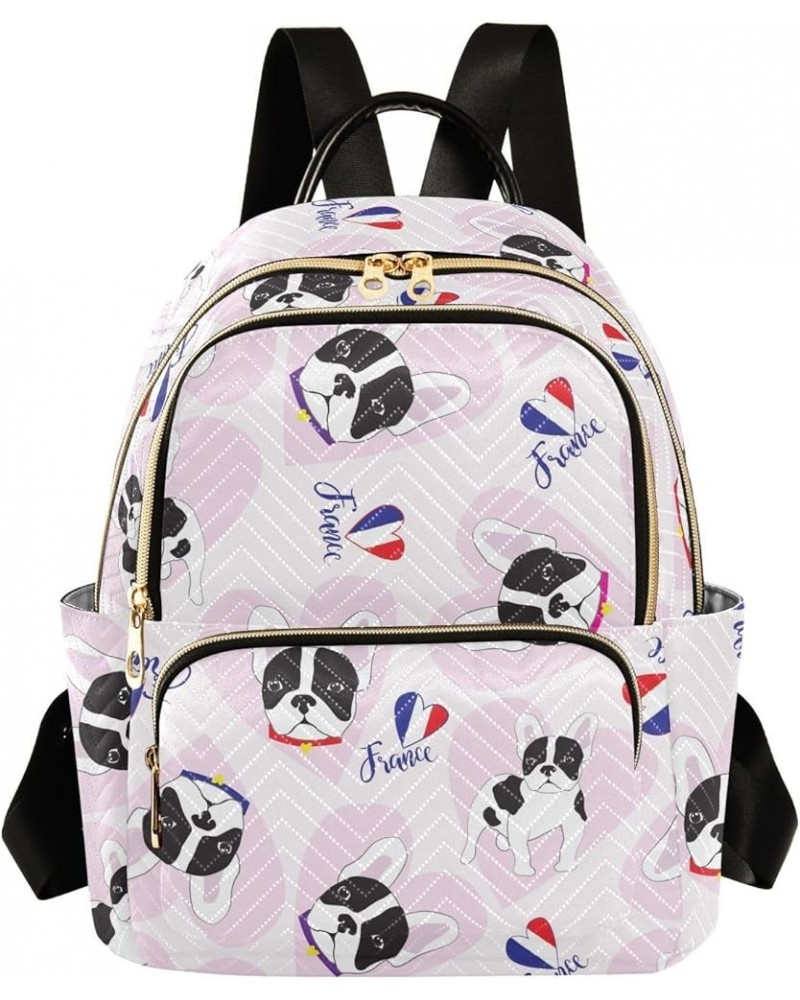 Mini Backpack for Women, Cute Frenchie Dog Travel Backpack Purse for Ladies, Small Bookbag Daypack Shoulder Bag M Multi595 Sm...