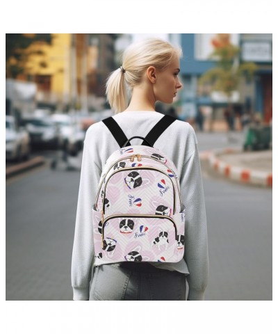 Mini Backpack for Women, Cute Frenchie Dog Travel Backpack Purse for Ladies, Small Bookbag Daypack Shoulder Bag M Multi595 Sm...