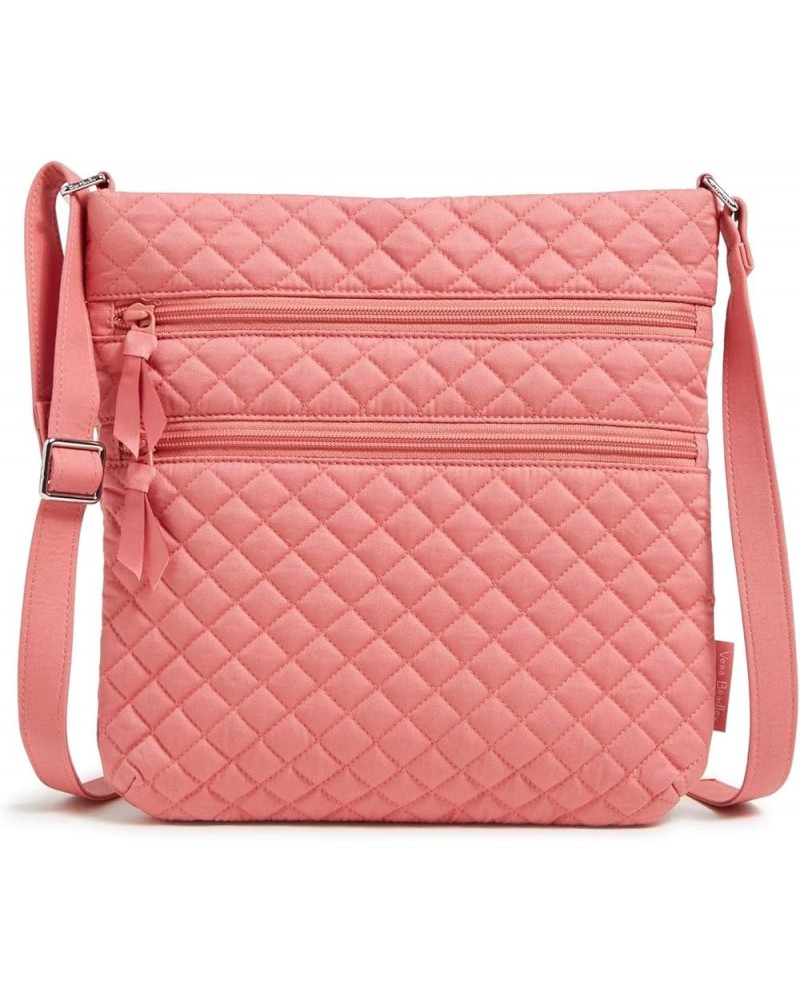 Cotton Triple Zip Hipster Crossbody Purse Terra Cotta Rose - Recycled Cotton $28.98 Crossbody Bags