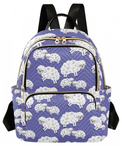 Women Backpack Cartoon Cute Sheep Purple Anti-Theft Travel Backpack with Luggage Belt Lightweight Handbag Lady Purse Roomy Do...