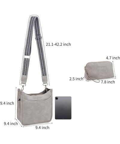 Women's Crossbody Handbags Vegen Leather Purses 2Pcs Hobo Purse Bags Wallet Set with 2 Adjustable Guitar Strap Gray $15.58 Ho...