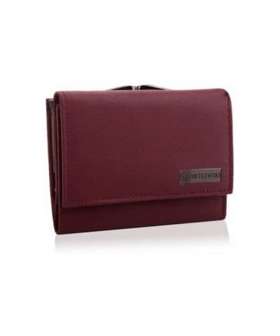 A Small Women's Wallet Closed with a Saffiano Leather Earworm. (Blue) Maroon $32.40 Wallets