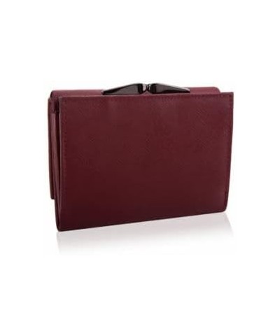 A Small Women's Wallet Closed with a Saffiano Leather Earworm. (Blue) Maroon $32.40 Wallets