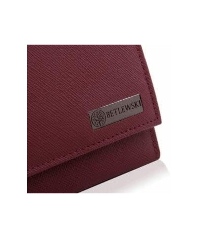 A Small Women's Wallet Closed with a Saffiano Leather Earworm. (Blue) Maroon $32.40 Wallets