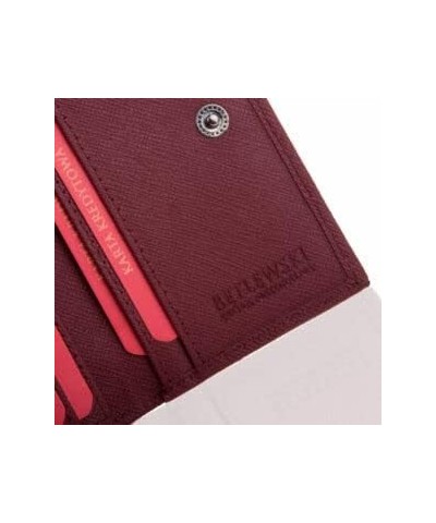 A Small Women's Wallet Closed with a Saffiano Leather Earworm. (Blue) Maroon $32.40 Wallets