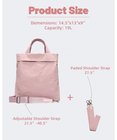 Hobo Crossbody Bags 2.0, 19L Large Totes Handbags with Straps for Women, Multi Nylon Shoulder Bags for Travel Gym Blush Pink ...