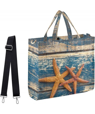 Wooden Two Starfish Womens Handbag Satchel Tote Bag for Work Weekender Travel Gym Shopping Multi05 $11.27 Totes