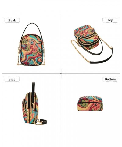 Colorful Textile Multi Pockets Crossbody Bags for Women Zip Cell Phone Purse Wallet Bag with Detachable Shoulder Strap Zipper...