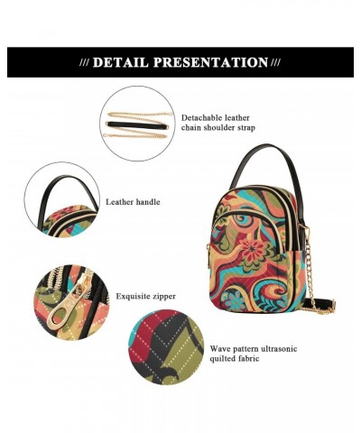 Colorful Textile Multi Pockets Crossbody Bags for Women Zip Cell Phone Purse Wallet Bag with Detachable Shoulder Strap Zipper...