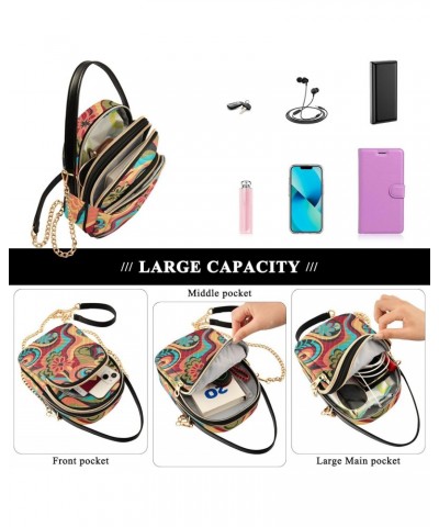 Colorful Textile Multi Pockets Crossbody Bags for Women Zip Cell Phone Purse Wallet Bag with Detachable Shoulder Strap Zipper...