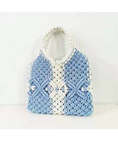 Cotton Rope Travel Beach Fishing Net Handbag Shopping Woven Shoulder Bag for Women Girls (2 blue,One Size) 2 Blue One Size $2...