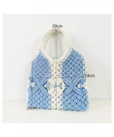 Cotton Rope Travel Beach Fishing Net Handbag Shopping Woven Shoulder Bag for Women Girls (2 blue,One Size) 2 Blue One Size $2...