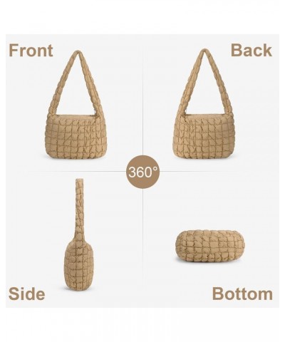 Quilted Tote Bag Large Quilted Carryall Puffer Shoulder Bag Lightweight Quilted Padding Hobo Bag Quilted Bag Khaki $14.40 Totes