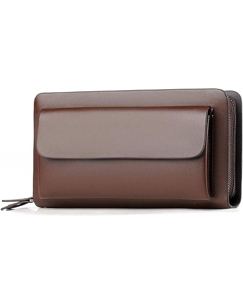 Mens Long Leather Cellphone Clutch Wallet Purse for Men Hand Bag Cell Phone Holster Card Holder Case Gift 22x4x12cm Brown $83...