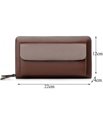 Mens Long Leather Cellphone Clutch Wallet Purse for Men Hand Bag Cell Phone Holster Card Holder Case Gift 22x4x12cm Brown $83...