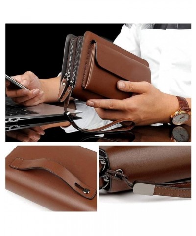 Mens Long Leather Cellphone Clutch Wallet Purse for Men Hand Bag Cell Phone Holster Card Holder Case Gift 22x4x12cm Brown $83...