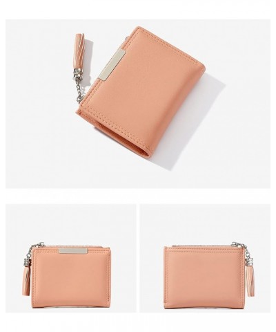 Solid Women Small Wallet PU Leather Credit Card Case Holder Zipper Coins Purse with Tassel (Yellow) Green $9.51 Wallets