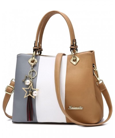 Elegant Women Handbag Fashion Womens Shoulder Bag Colorful Stripes Brown $25.37 Shoulder Bags