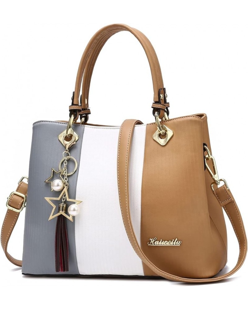 Elegant Women Handbag Fashion Womens Shoulder Bag Colorful Stripes Brown $25.37 Shoulder Bags