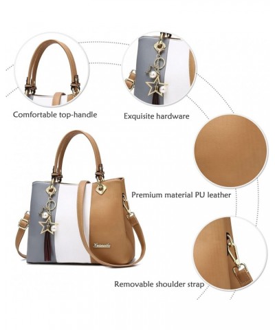 Elegant Women Handbag Fashion Womens Shoulder Bag Colorful Stripes Brown $25.37 Shoulder Bags