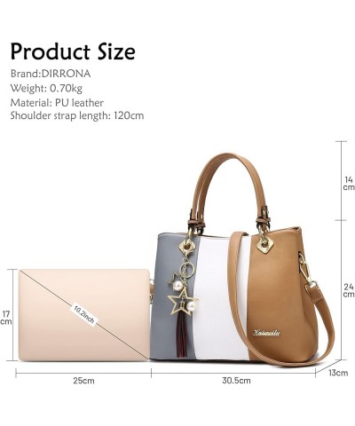 Elegant Women Handbag Fashion Womens Shoulder Bag Colorful Stripes Brown $25.37 Shoulder Bags