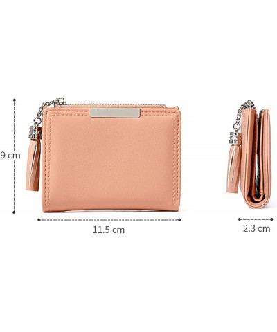 Solid Women Small Wallet PU Leather Credit Card Case Holder Zipper Coins Purse with Tassel (Yellow) Green $9.51 Wallets