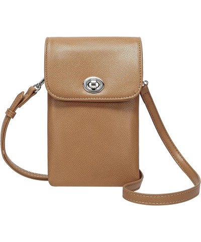 Roomy Pockets Small Crossbody Bags Cell Phone Wallet Purses for Women Ag Light Brown $10.45 Crossbody Bags