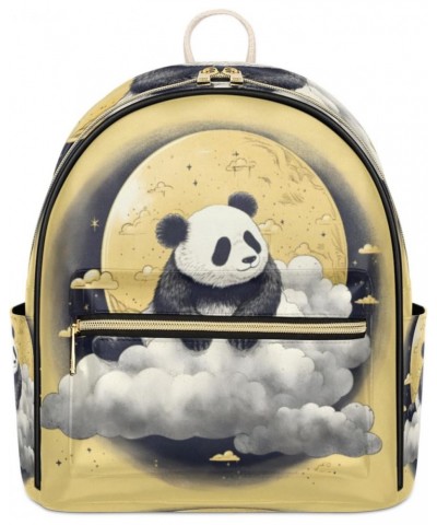 Cute Panda Mini Backpack Purse for Women, Galaxy Moon Small Fashion Backpack PU Leather Casual Daypack Travel Shoulder Bags $...