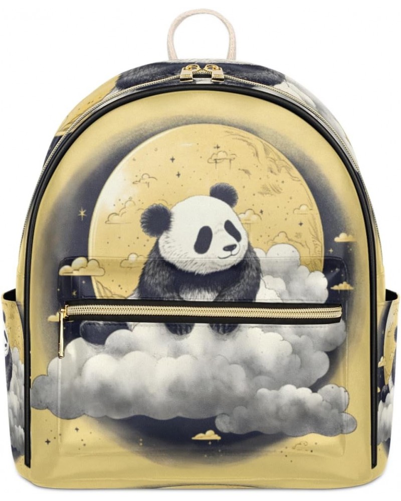 Cute Panda Mini Backpack Purse for Women, Galaxy Moon Small Fashion Backpack PU Leather Casual Daypack Travel Shoulder Bags $...