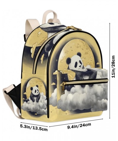 Cute Panda Mini Backpack Purse for Women, Galaxy Moon Small Fashion Backpack PU Leather Casual Daypack Travel Shoulder Bags $...