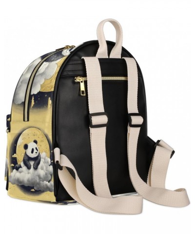 Cute Panda Mini Backpack Purse for Women, Galaxy Moon Small Fashion Backpack PU Leather Casual Daypack Travel Shoulder Bags $...