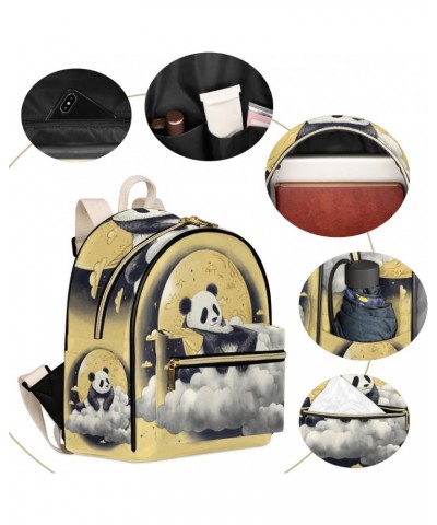 Cute Panda Mini Backpack Purse for Women, Galaxy Moon Small Fashion Backpack PU Leather Casual Daypack Travel Shoulder Bags $...