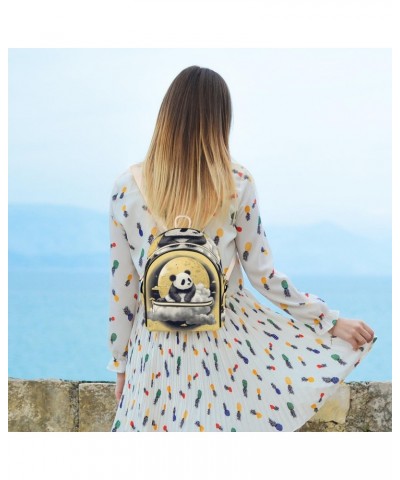 Cute Panda Mini Backpack Purse for Women, Galaxy Moon Small Fashion Backpack PU Leather Casual Daypack Travel Shoulder Bags $...