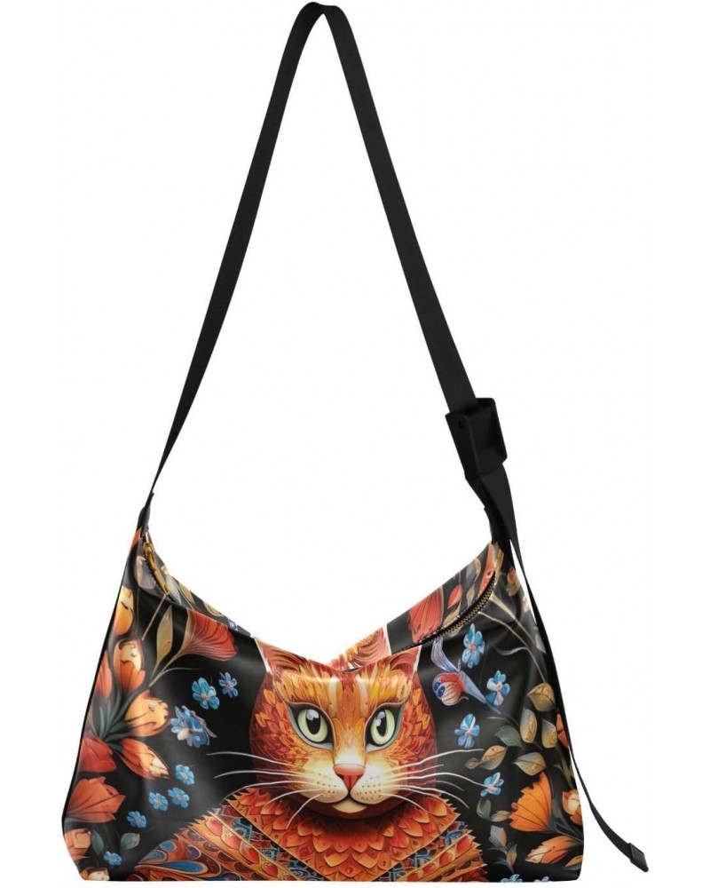 Cute Cat Shoulder Bag,Large Purses for Women,Made of PU Leather Handbags Hobo Bag Waterproof with Pockets Zipper for Unisex 2...