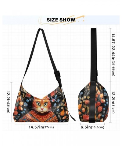 Cute Cat Shoulder Bag,Large Purses for Women,Made of PU Leather Handbags Hobo Bag Waterproof with Pockets Zipper for Unisex 2...