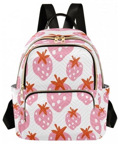 Pink Berry Strawberry Fruit Women Backpack Purse Ladies Fashion Shoulder Bag Daypack Travel Bag 10L Medium $15.75 Backpacks