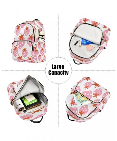 Pink Berry Strawberry Fruit Women Backpack Purse Ladies Fashion Shoulder Bag Daypack Travel Bag 10L Medium $15.75 Backpacks