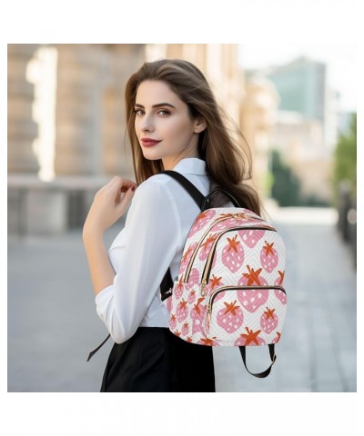 Pink Berry Strawberry Fruit Women Backpack Purse Ladies Fashion Shoulder Bag Daypack Travel Bag 10L Medium $15.75 Backpacks