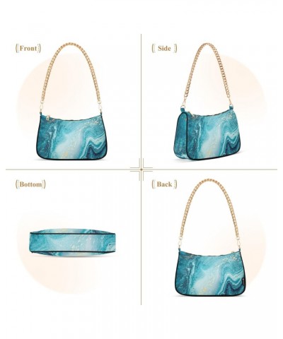 Handbags Chain Shoulder Tote Bag Navy Blue Marble Waves Satchel Purse Top Handle Crossbody Bags for Women $16.73 Satchels