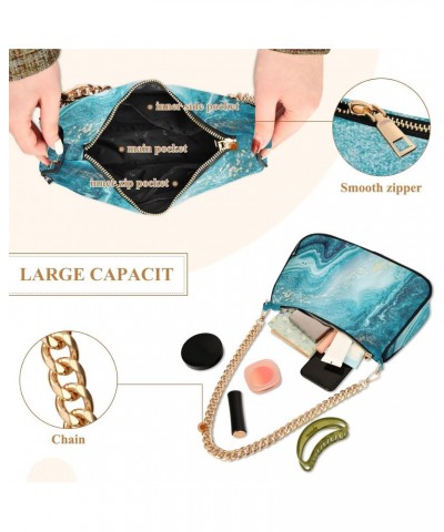 Handbags Chain Shoulder Tote Bag Navy Blue Marble Waves Satchel Purse Top Handle Crossbody Bags for Women $16.73 Satchels