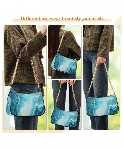 Handbags Chain Shoulder Tote Bag Navy Blue Marble Waves Satchel Purse Top Handle Crossbody Bags for Women $16.73 Satchels