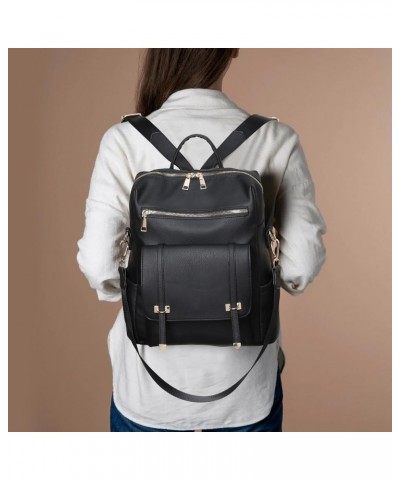 Backpack Purse for Women, PU Leather Designer Convertible Bag with Multipocket(BlackBrown) Black $20.05 Backpacks